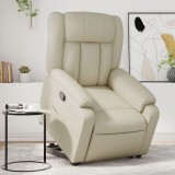VidaXL Fotoliu rabatabil cu ridicare, crem, piele ecologică 3205265