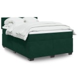 vidaXL Pat box spring cu saltea, verde &icirc;nchis, 160x200 cm, catifea 3286351