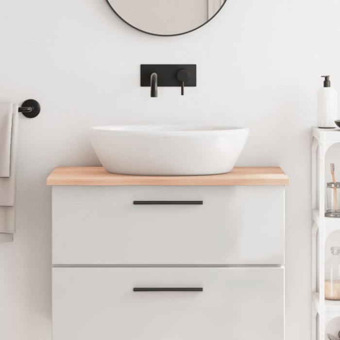 vidaXL Blat de baie, 80x50x2 cm, lemn masiv netratat