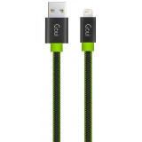 Cablu Date si Incarcare USB la Lightning Goui Fashion Flat, 1 m, Negru - Verde G-LC8PINFBF-GK