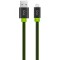 Cablu Date si Incarcare USB la Lightning Goui Fashion Flat, 1 m, Negru - Verde G-LC8PINFBF-GK