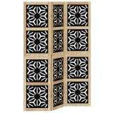 Cumpara ieftin Paravan de camera, 3 panouri, maro/negru, lemn masiv paulownia
