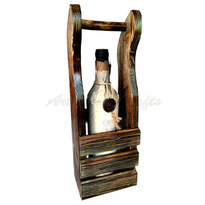 Suport din lemn, handmade, pentru o sticla de vin - cod aac0264 foto
