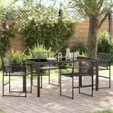 vidaXL Set de masă pentru grădină 5 pcs Negru Rattan poli