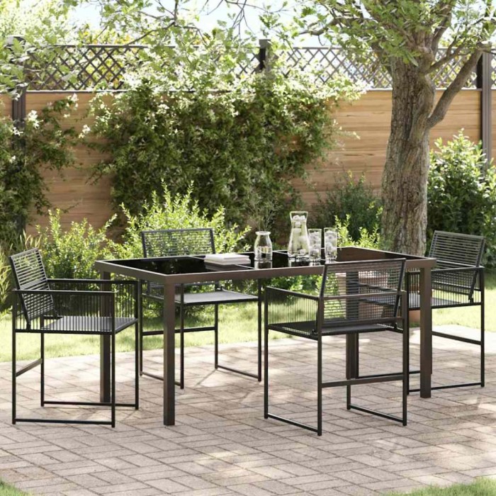 vidaXL Set de masă pentru grădină 5 pcs Negru Rattan poli 3379328