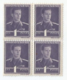 Romania, LP 154/1943, Mihai I (filigran MM) (uzuale), bloc 4, eroare, MNH, Nestampilat