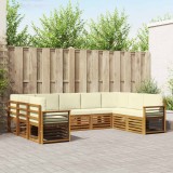vidaXL Seturi de canapele 9 pcs Natural și Crem Lemn Solid de Acacia 3375490