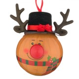 Glob Crăciun, Model Cerb, Pălărie Neagră, Coarne, Nas Roșu, 6.5 cm, Multicolor, Plastic