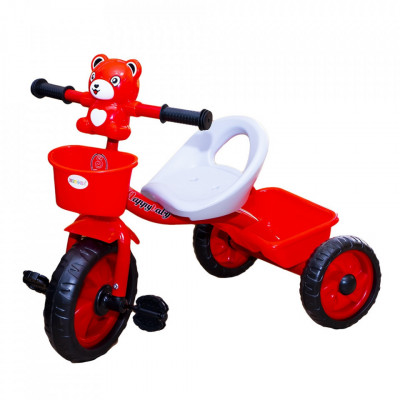 Tricicletă cu pedale, Ursuleț, Roșu foto