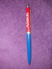 Instrument vechi de scris de colectie,Pix vechi EUROPE-Sigla ASSOS INTERNATIONAL,Super RAR,Functional