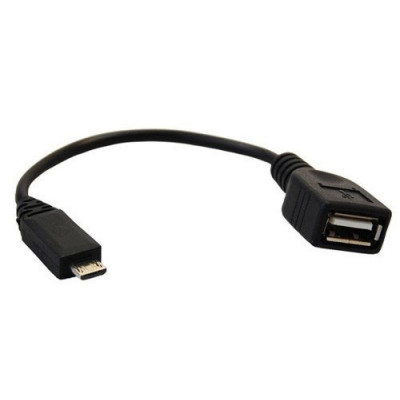 Cablu adaptor OTG Detech, microUSB tata - USB 2.0 mama, 30cm, compatibil tablete, calitate deosebita, negru foto