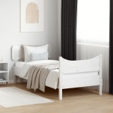 VidaXL Cadru de pat fără saltea, alb, 75x190 cm, lemn masiv de pin