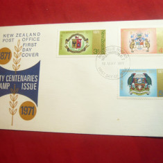 Plic FDC - Steme orase centenare 1971 Noua Zeelanda