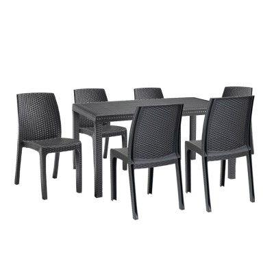 Set mobilier de grădină Hellda 6+1, grafit foto