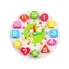 Jucarie educativa flippy, tip montessori, model ceas girafa, din lemn, + 36 luni, 12 piese, 17 cm, multicolor