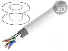 Cablu Ethernet Industrial S/FTP Cat7 LSZH Alb 100m
