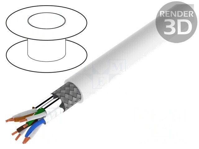 Cablu Ethernet Industrial S/FTP Cat7 LSZH Alb 100m