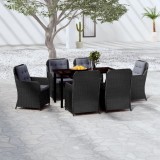 Cumpara ieftin Set de servit masa pentru grădină, 7 piese, negru
