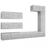 Cumpara ieftin Set de dulapuri TV, 7 piese, gri beton, lemn prelucrat