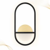Aplica Led de Perete Mistique, 6500K, 1700 Lm, Design Ovala, Interior, Aluminiu/Acril, Lumina Rece, Golden