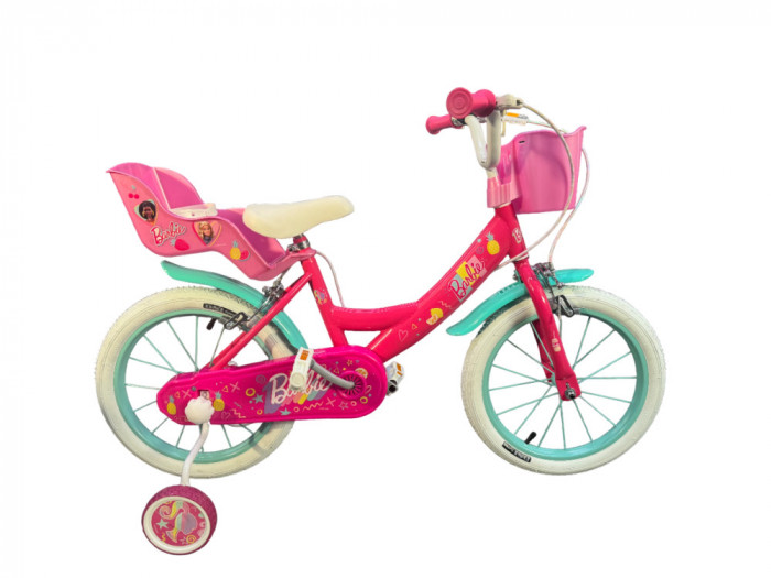 Bicicleta pentru fete Barbie, 14 inch, culoare roz, frana de mana fata si spate PB Cod:31480-DR
