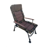 Scaun Pescuit EastShark Camo &ndash; Tetieră Detasabilă, Cadru Aluminiu, Picioare Reglabile