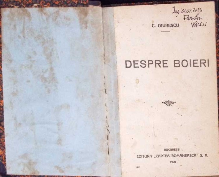 DESPRE BOIERI-CONSTANTIN C. GIURESCU-280355