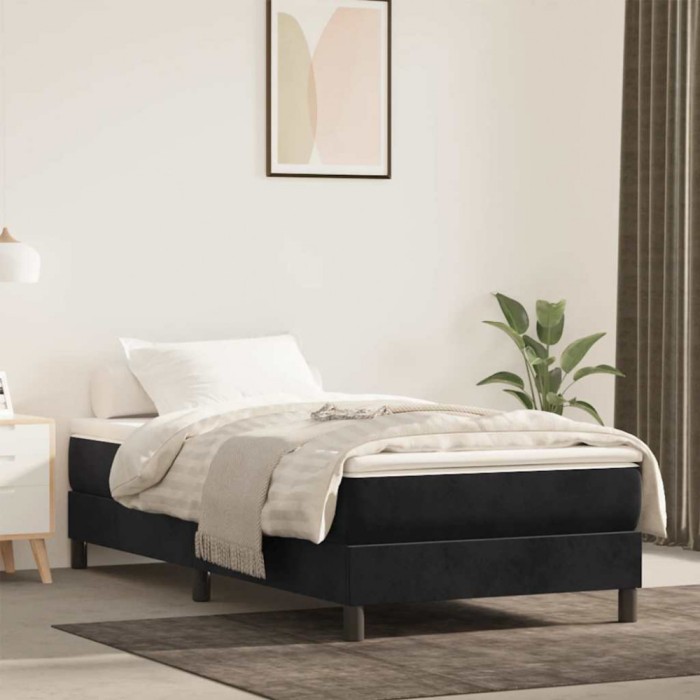 vidaXL Saltea de pat cu arcuri, negru, 80x220x20 cm, catifea 4016596