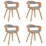 Scaune de bucatarie, 4 buc., gri taupe, lemn curbat si textil