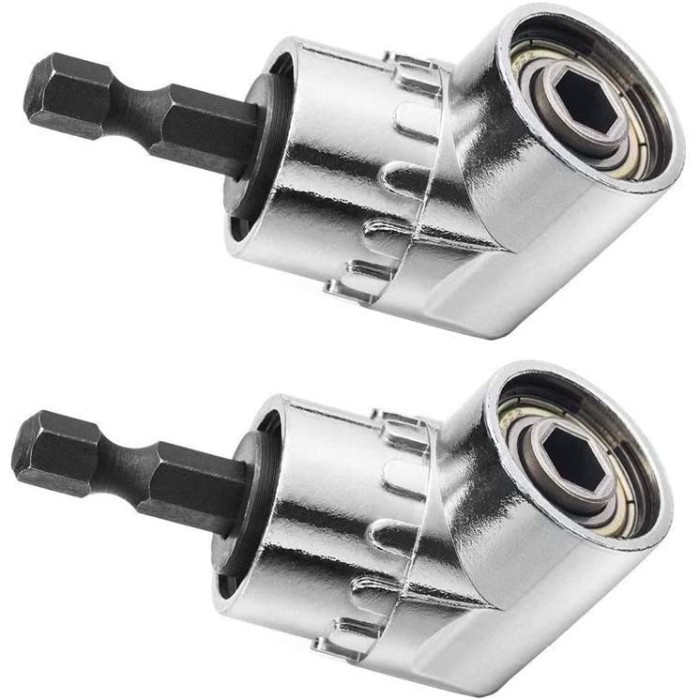 Set 2xadaptor unghiular, 105&deg;, Tija hexagonala, 1/4&quot;, Argintiu