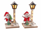 Cumpara ieftin Set 2 decoratiuni cu led Craciun lemn multicolor 10.5x9x18.5 cm