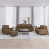VidaXL Set de canapele cu perne, 4 piese, maro, textil