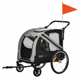 Carucior pentru animale de companie 2-in-1 Atasament pentru transportul de biciclete cu cadru de otel 134x57x108 PawHut | Aosom RO