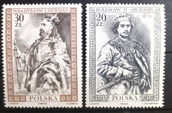 Polonia 1989 arta pictura regele Boleslaw II, 2v.nestampilata