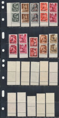 1945 Ardealul de Nord emisiunea Oradea I lot 10 perechi tip I &amp;amp; tip II MNH foto