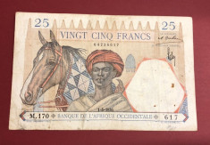 Statele Africane Occidentale - 25 franci 1936 (data rara) foto
