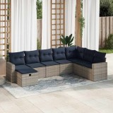 Gossi set canapele de gradina cu perne, 8 piese, gri, poliratan