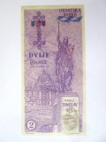 Rara! Croația 2 Banice 1990 UNC bancnota propunere/test