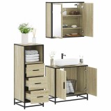 Set mobilier de baie, 3 piese, stejar sonoma, lemn prelucrat