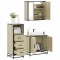 Set mobilier de baie, 3 piese, stejar sonoma, lemn prelucrat