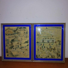 2x Tablou ilustratie art print traditii viata iurta nomazi trib nomad Mongolia