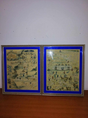 2x Tablou ilustratie art print traditii viata iurta nomazi trib nomad Mongolia foto