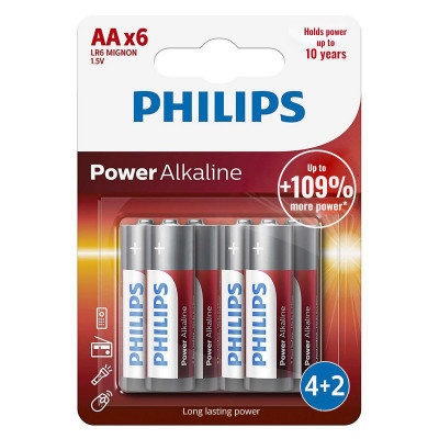 Baterii POWER alkaline AA LR6 blister 6buc PHILIPS foto