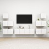 Set dulapuri TV, 8 piese, alb, lemn prelucrat
