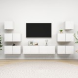 vidaXL Set dulap TV, 8 piese, alb, PAL