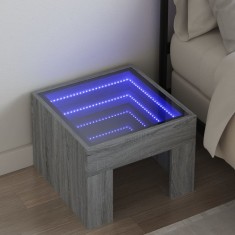 vidaXL Noptiera cu LED infinity, gri sonoma, 40x40x30 cm foto
