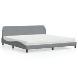 Cumpara ieftin Pat cu saltea, gri deschis, 200x200 cm, textil
