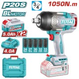 TOTAL - MASINA DE INSURUBAT CU IMPACT CU ACUMULATOR - 20V - 5.0AH - LI-ION (2 ACUMULATORI, 1 INCARCA PowerTool TopQuality