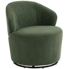HOMCOM Fotoliu accent, rotație 360 de grade, fotoliu rotativ modern cu bază rotundă, pentru living și dormitor, verde | Aosom Romania