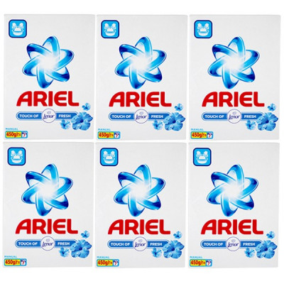 6 x Ariel touch of Lenor fresh, Detergent manual la cutie, 7 spalari, 6 x 450g foto